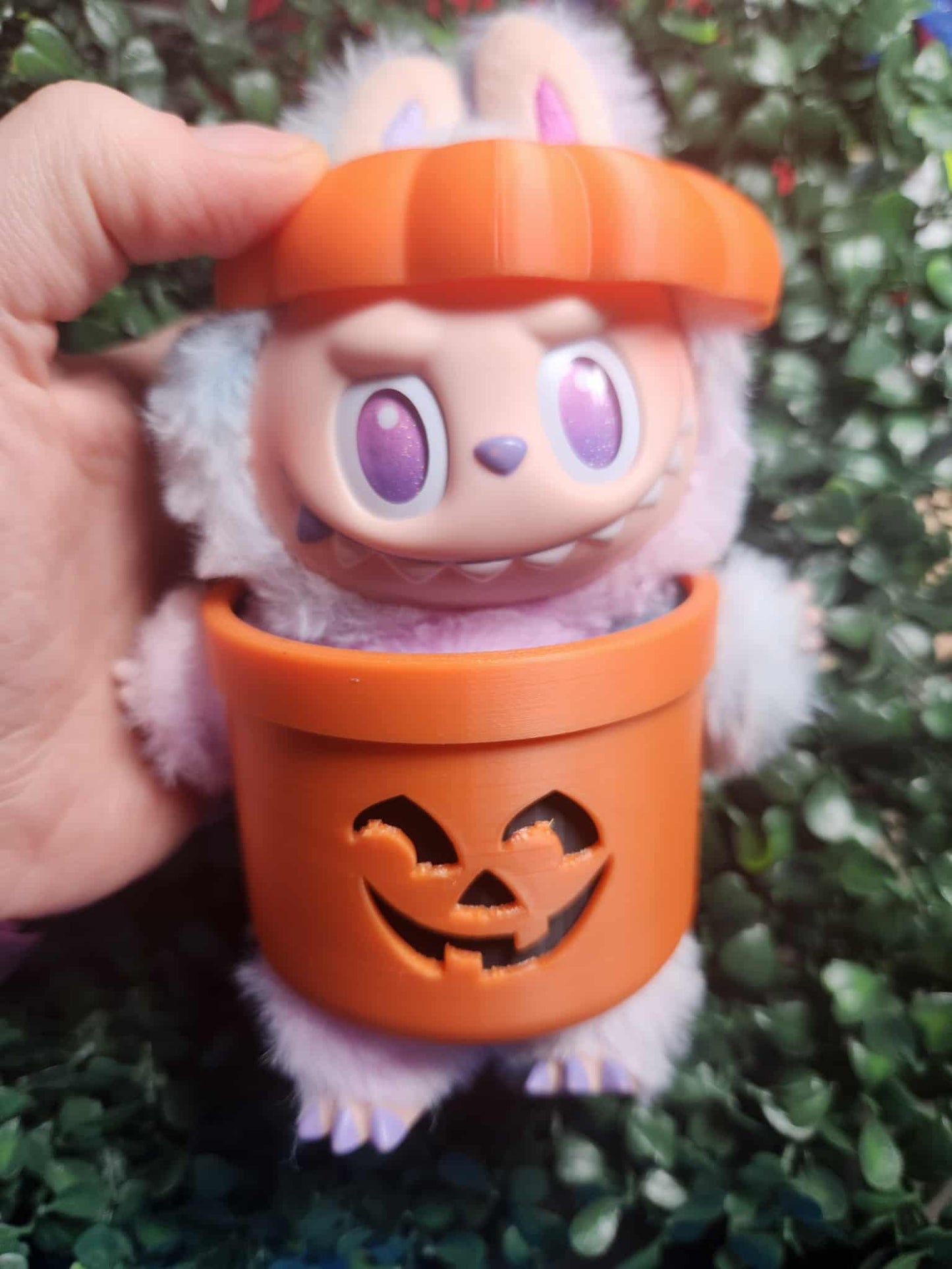 Labubu Pumpkin Outfit with Jack-O-Lantern Face | 3D Printed Doll Costume Accessory