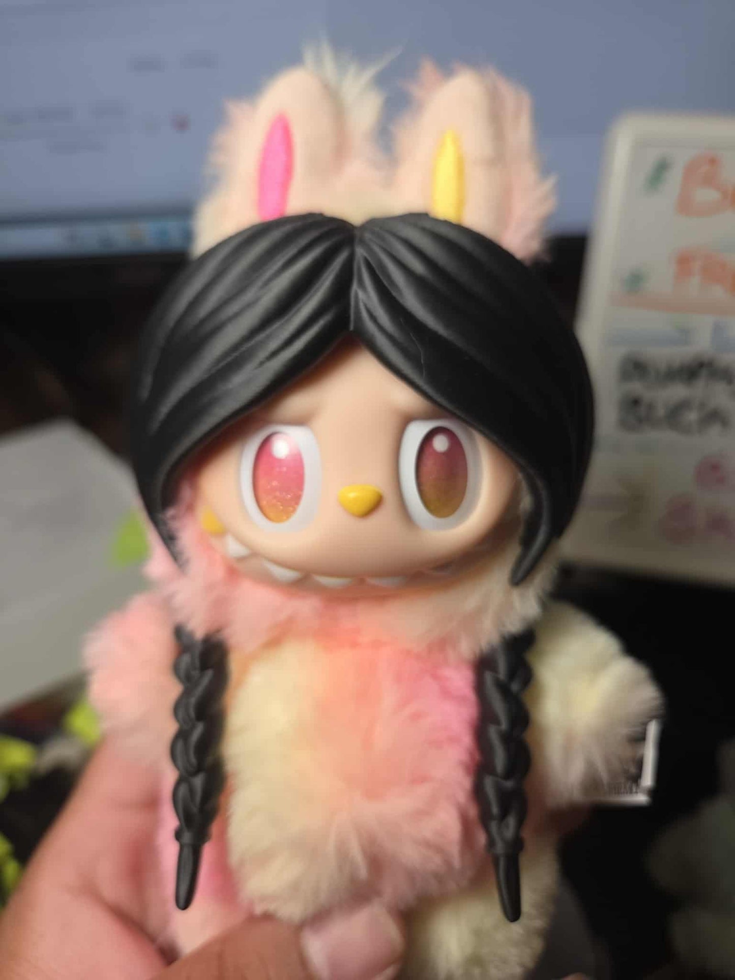 Labubu Wednesday Style Hair | 3D Printed Doll Accessory