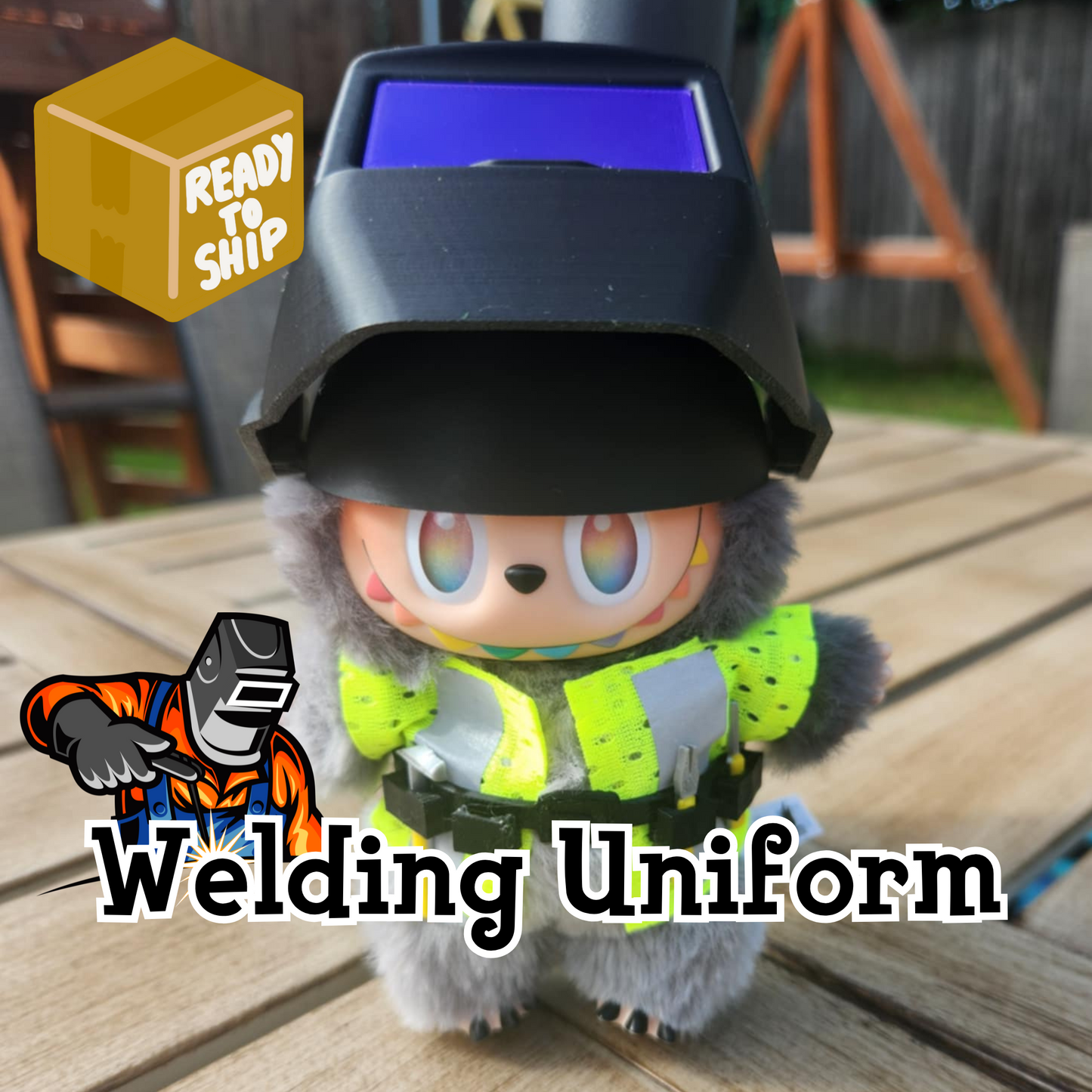 Labubu Welding Helmet – Movable with Removable Purple Eye Shield